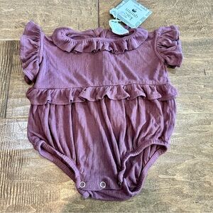 Kate Quinn Infant Girls Ruffle Modal Bubble Romper Purple Size 3-6 M NWT Neutral